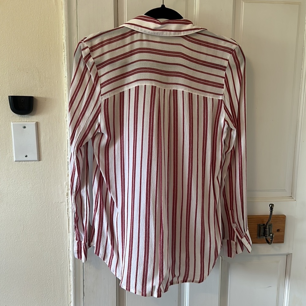 Nordstrom Red/White Stripe Button Up Size Xs - image 2